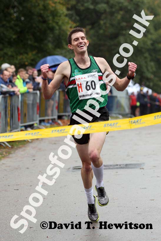 James Bailey brings Sale Harriers home to victory in the senior mens 6 stage relay at the ERRA Mens 6 and Womens 4 Stage Road Relays, Sutton Park, Birmingham Road Relays.